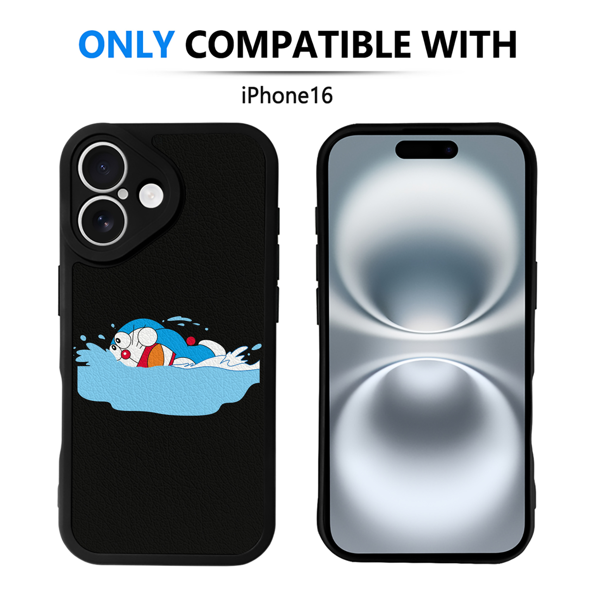（画像用） ドラえもん Doraemon 【iPhone 16シリーズ対応】シリコンスマホケース（レザー調） 材質：シリコン